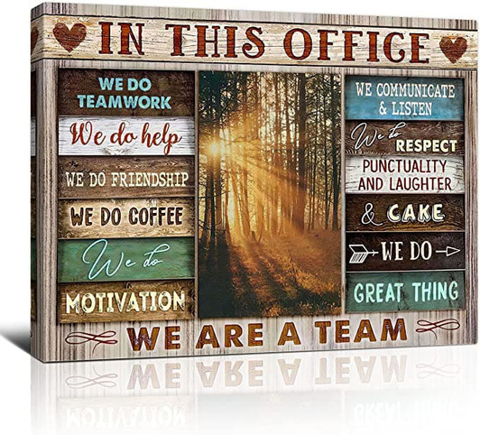 In This Office We Do Teamwork We Do Help We Do Friendship We Do Coffee We Do Motivation We Are A Team Poster and Canvas