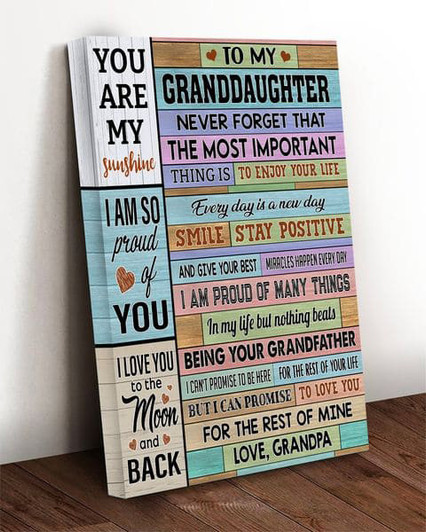 You Are My Sunshine To My Granddaughter Never Forget That The Most Important Thing Is To Enjoy Your Life Poster and Canvas