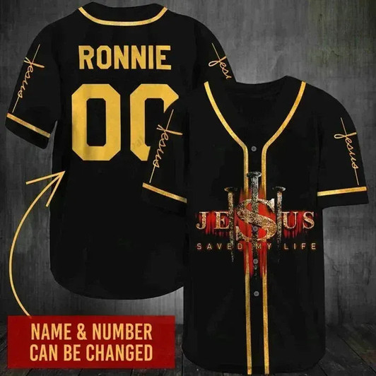 Custom Cross Baseball Jersey - Saved My Life Custom Printed 3D Baseball Jersey Shirt For Men Women