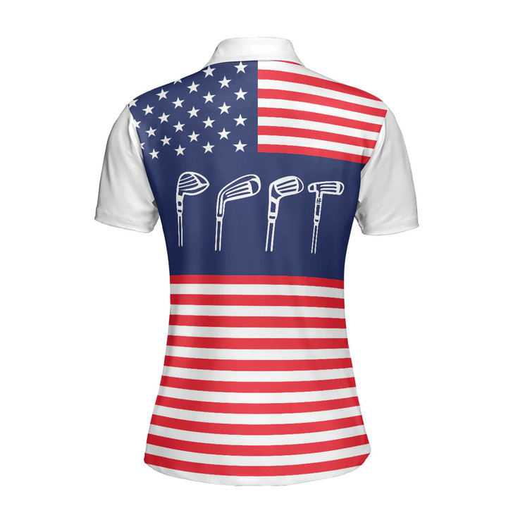 America Flag Golf Clubs Women Polo Shirt, Lady Squad Golf Short Sleeve Shirt For Ladies, Gift For Female Golfers