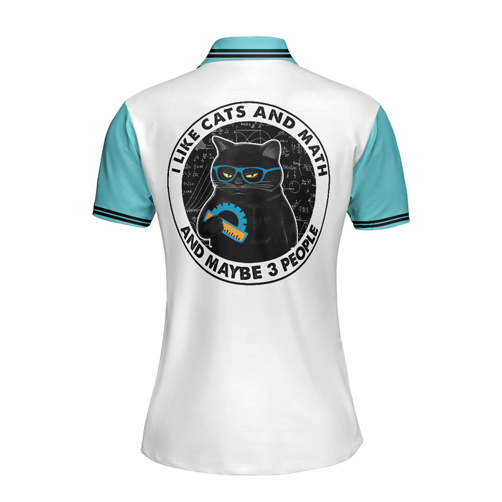 Cats And Math Women Polo Shirt, I Like Cats And Math And Maybe 3 People Short Sleeve Women Polo Shirt, Best Gift For Cat and Math Lovers