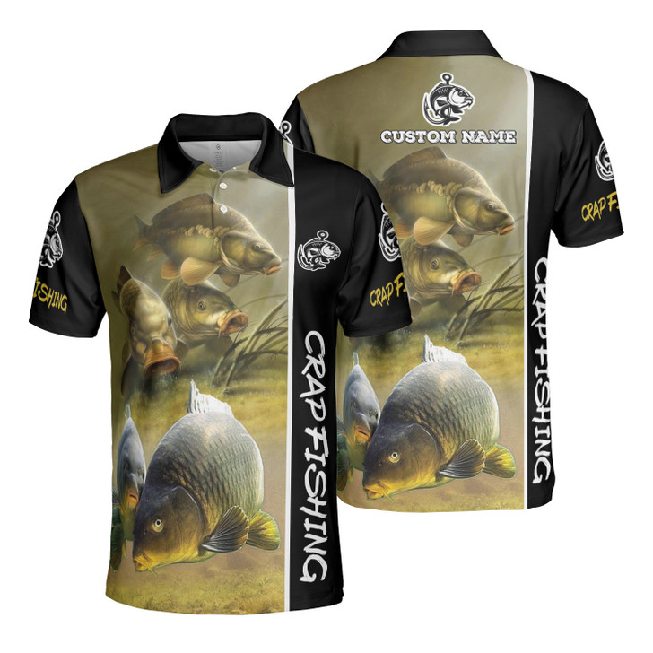 Carp Fishing Custom Name AOP Polo Shirt Dad Fishing Lover