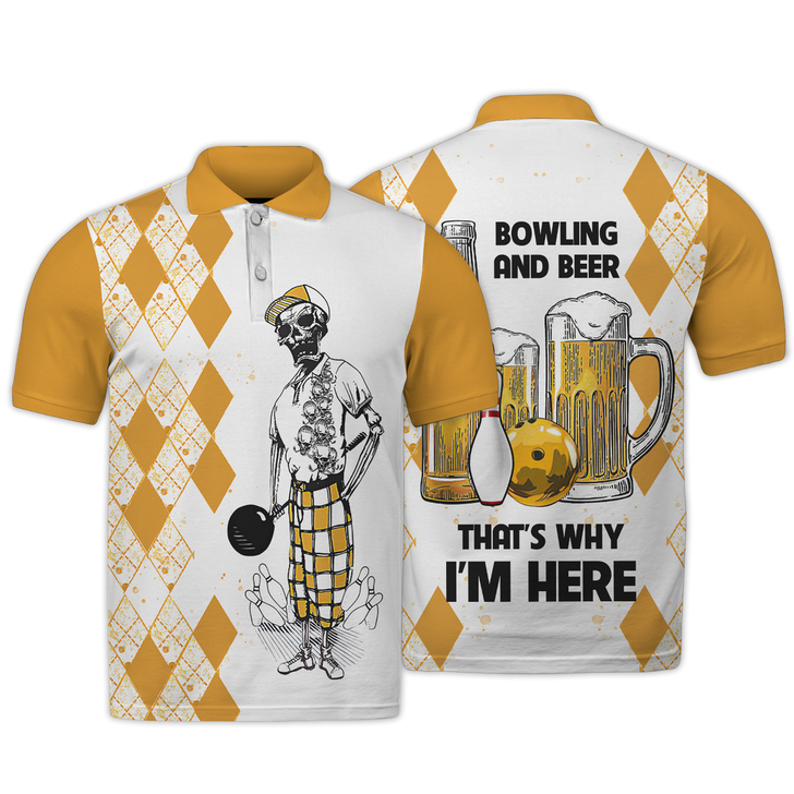 Custom Name Bowling And Beer 3D Polo Shirt Personalized Polo Shirt