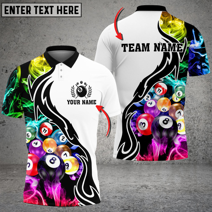 Custom Billiard 8 Ball Multicolor Smoke Pattern Customized Name 3D Shirt