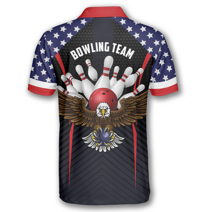 Custom Bowling Eagle American Flag Custom Bowling Shirts for Men