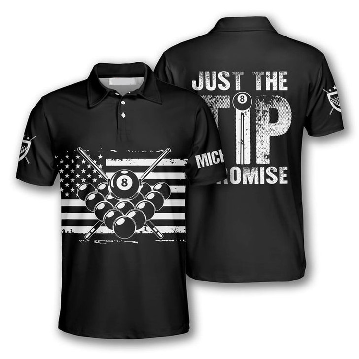 Custom Billiard Just the Tip I Promise Custom Billiard Shirts for Men, Custom Billiard ball for Team, Men's Billiard Polo Shirts