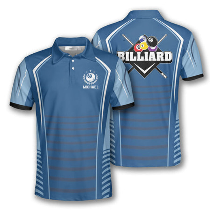 Custom Billiard Sports Style Light Blue Custom Billiard Shirts for Men, Custom Billiard Shirts for Team, Men's Billiard Polo Shirts