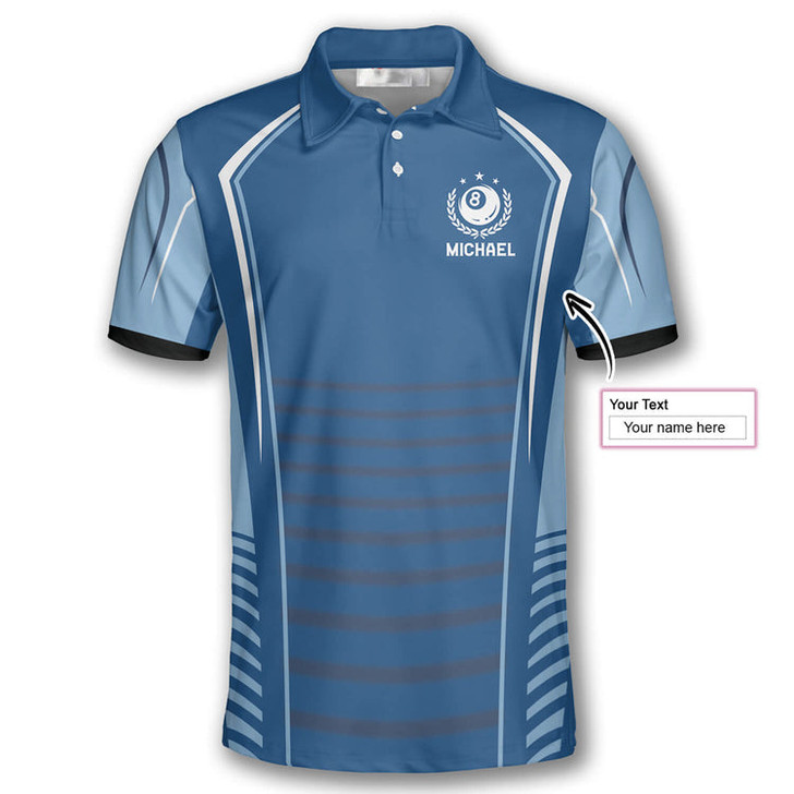 Custom Billiard Sports Style Light Blue Custom Billiard Shirts for Men, Custom Billiard Shirts for Team, Men's Billiard Polo Shirts