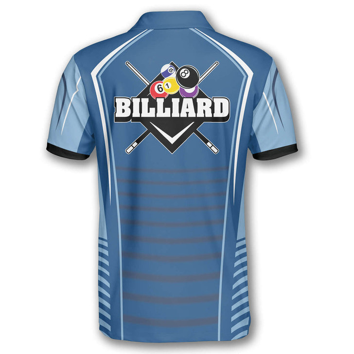 Custom Billiard Sports Style Light Blue Custom Billiard Shirts for Men, Custom Billiard Shirts for Team, Men's Billiard Polo Shirts