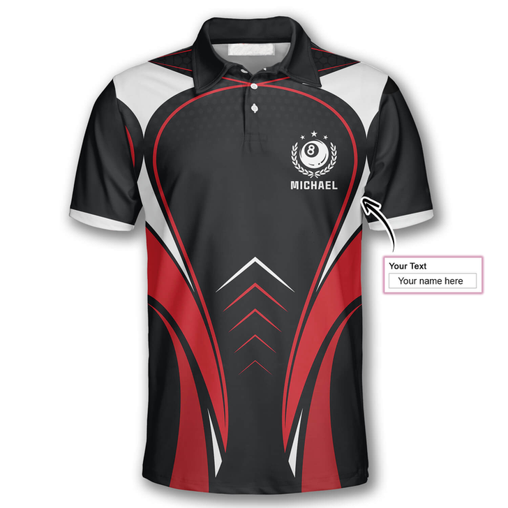 Custom Billiard Sports Style Red Black Custom Billiard Shirts for Men, Gift for Billiard Player