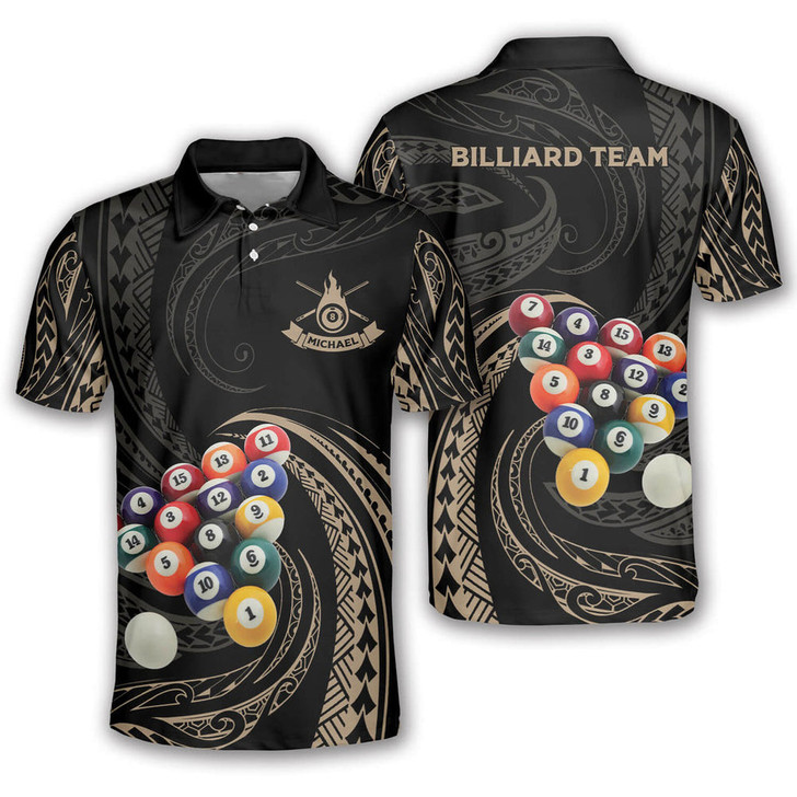 Custom Coolspod Roll Tribal Billiard Personalized Name Unisex Polo Shirt, Gift for Billiard Players