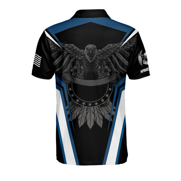 Personalized United States Veteran Because Of The Brave Polo Shirt, Eagle Flag Independence Day Polo Shirt