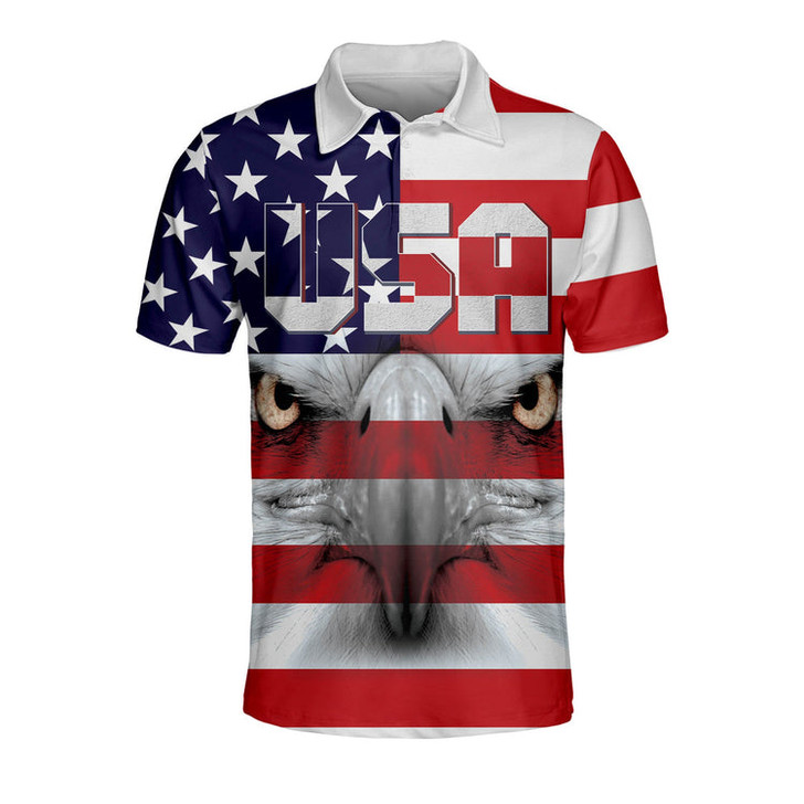 Custom 3D All Over Print US Flag Colors Patriotic Polo Shirt, USA Pattern Shirt for Men, Independence Day Polo Shirt