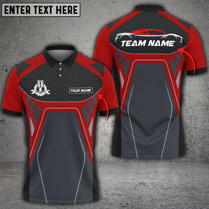 Personalized Coolspod Auto Mechanic Car Pattern Custom Name Multi Color Printed 3D Polo Shirt