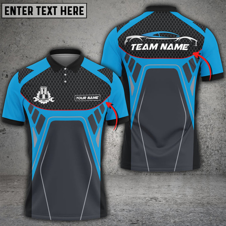Personalized Coolspod Auto Mechanic Car Pattern Custom Name Multi Color Printed 3D Polo Shirt