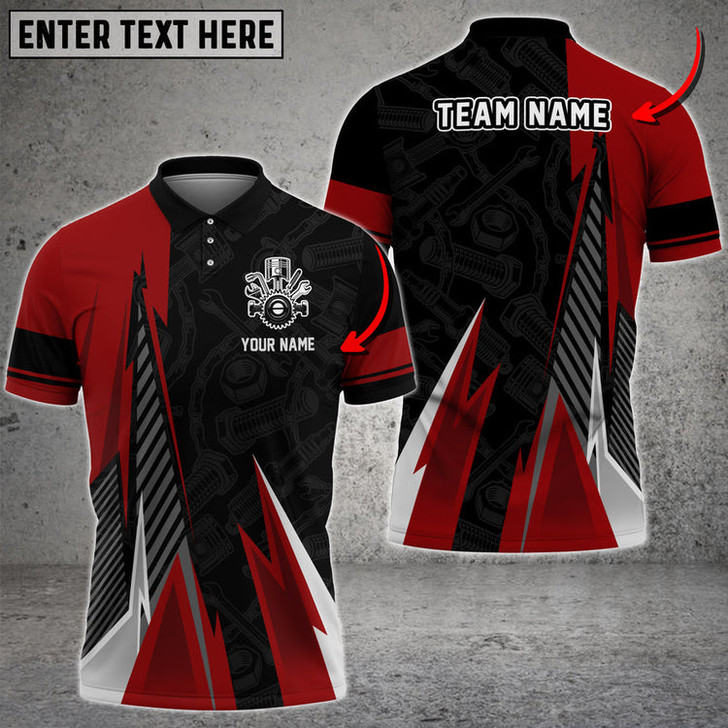 Custom Coolspod Auto Mechanic Custom Name Pattern Multi Color Printed 3D Polo Shirt