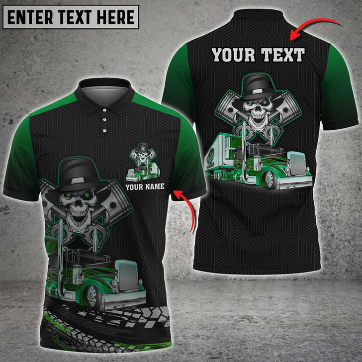 Custom Coolspod Skull Trucking Personalized Name 3D Polo Shirt For Truck Driver 4 Colors