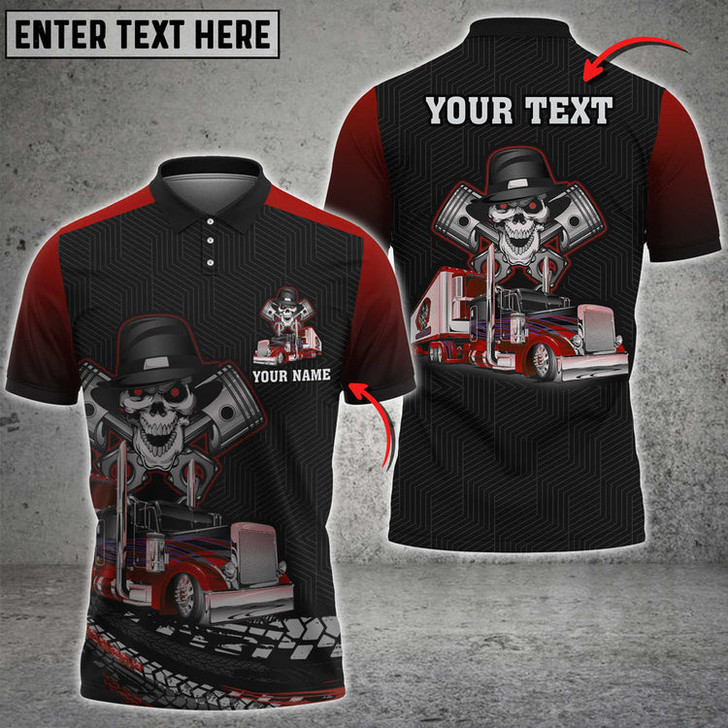 Custom Coolspod Skull Trucking Personalized Name 3D Polo Shirt For Truck Driver 4 Colors