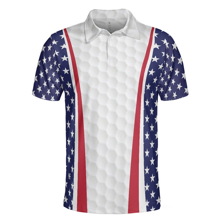 Personalized Patriotic Golf Texture Short Sleeve Skull USA Flag Golf Men Polo Shirt