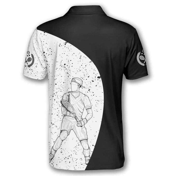 Custom Tennis Silhouettes Black White Version Customized Name All Over Printed Polo Shirt