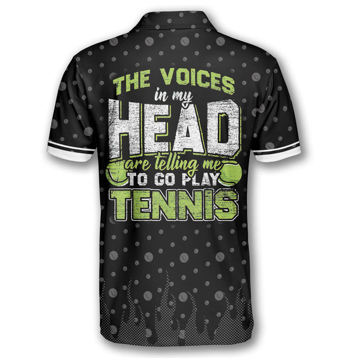 Custom Tennis The Voices In My Head Customized Name All Over Printed Polo Shirt, Idea Gift for Tennis Players