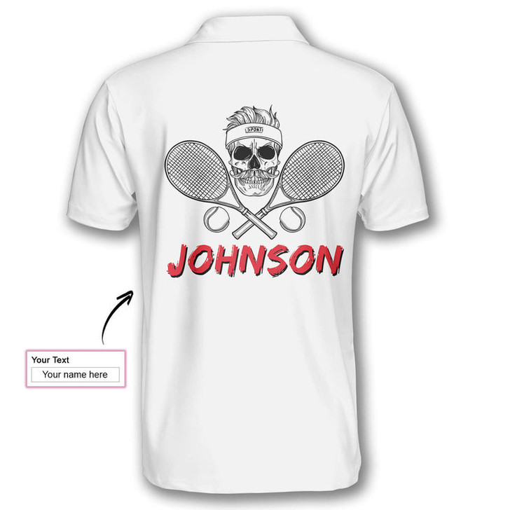 Custom Tennis Skull Argyle Pattern Customized Name 3D All Over Printed Polo Shirt