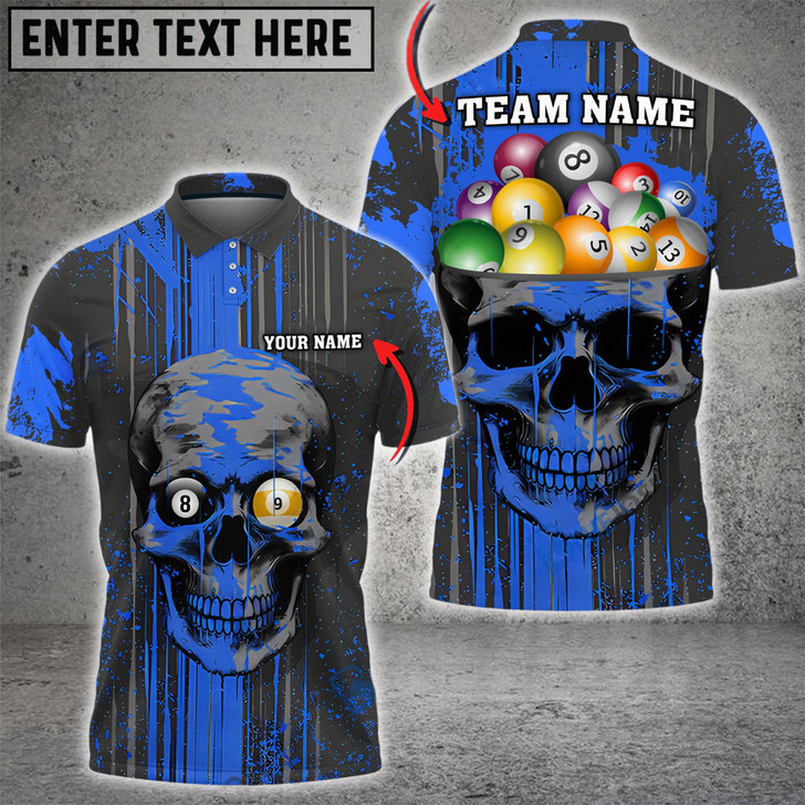 Custom Coolspod Billiards Skull B-Head Personalized Name, Team Name 3D Polo Shirt, Skull Billiard Shirt