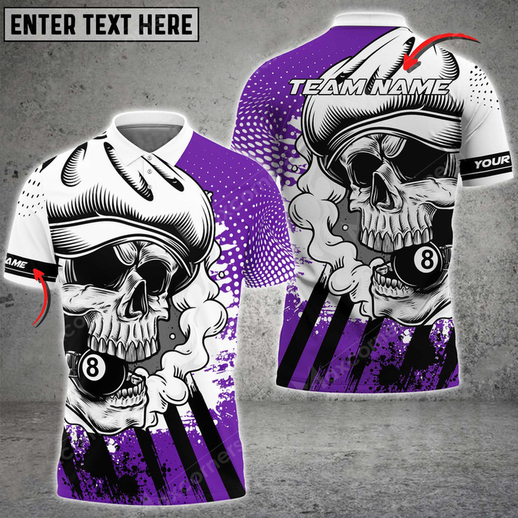 Custom Coolspod Billiards Skull Holding 8 Ball Personalized Name, Team Name Billiard 3D Polo Shirt Multicolor Options