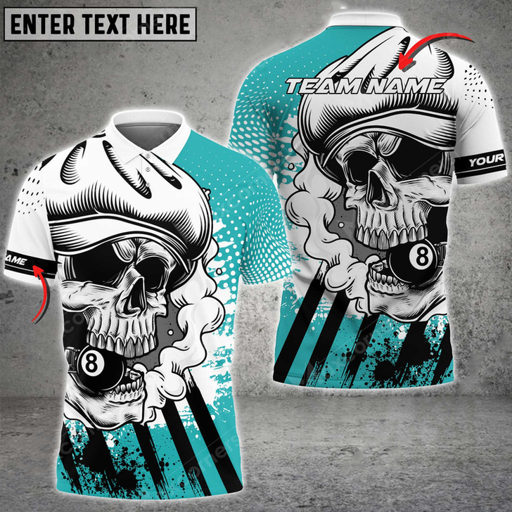 Custom Coolspod Billiards Skull Holding 8 Ball Personalized Name, Team Name Billiard 3D Polo Shirt Multicolor Options