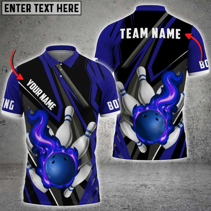 Custom Bowling And Pins Speed Fire Multicolor Option Customized Name 3D Shirt, Idea Gift for Bowler