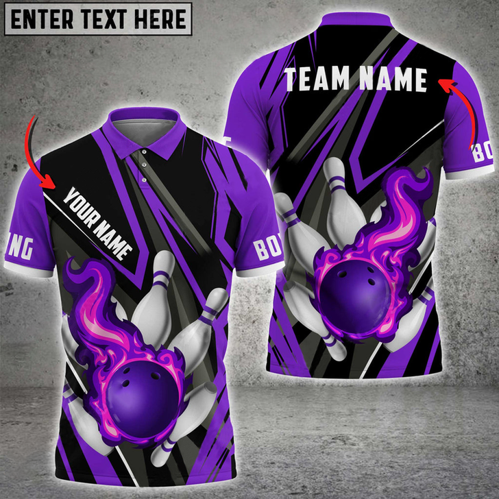 Custom Bowling And Pins Speed Fire Multicolor Option Customized Name 3D Shirt, Idea Gift for Bowler