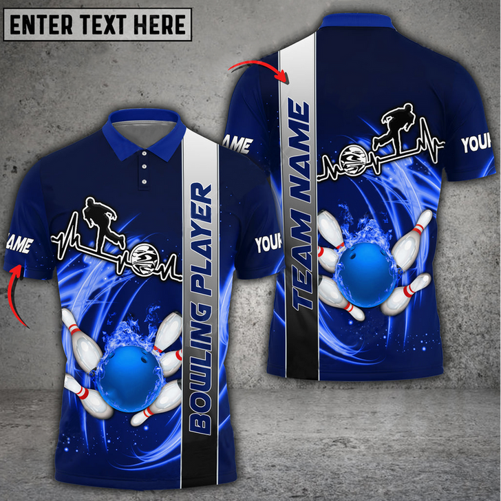 Custom Bowling And Pins Heart Fire Multicolor Option Customized Name 3D Shirt, Idea Gift for Bowler