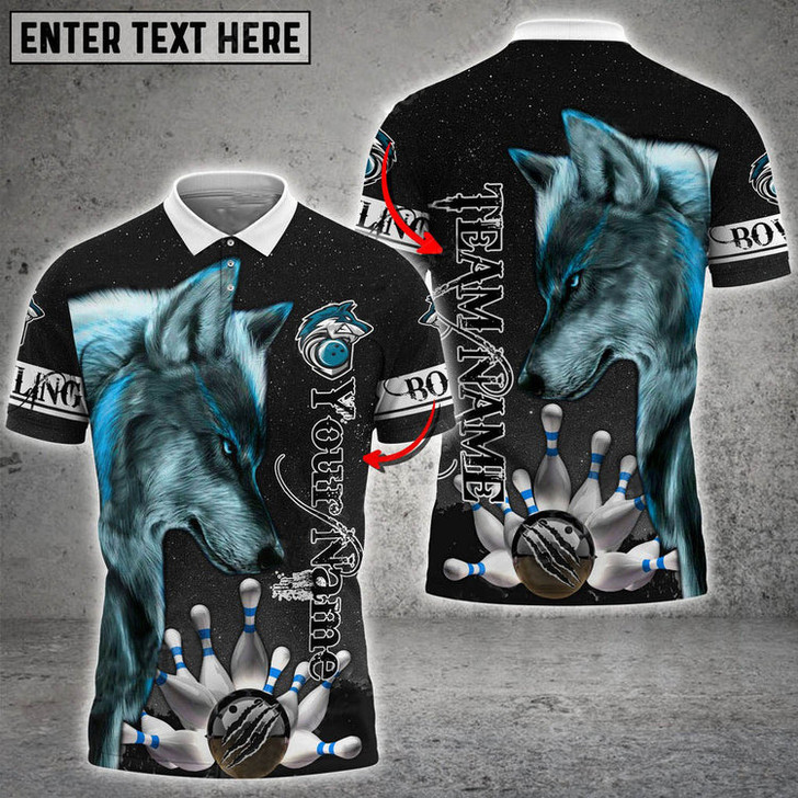 Custom Alpha Wolf Bowling And Pins Multicolor Customized Name 3D Shirt, Gift for Bowler