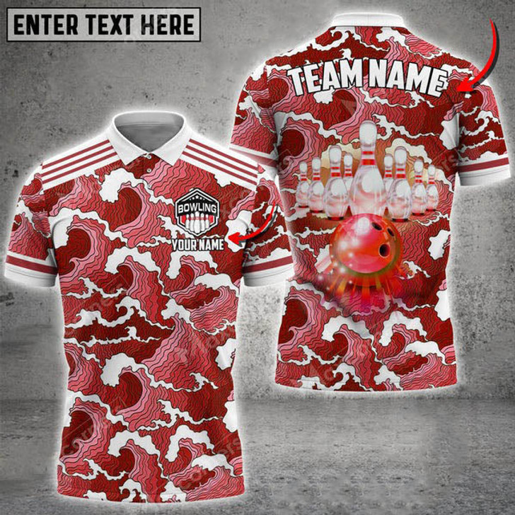 Custom Tsunami Bowling And Pins Customized Name 3D Shirt, Gift for Bowler