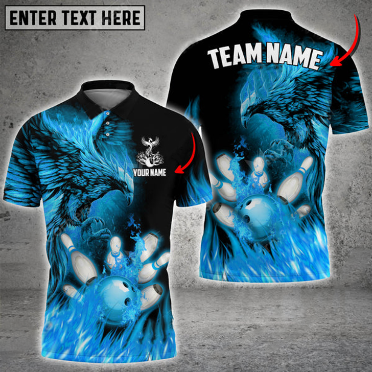 Custom Flame Phoenix Bowling And Pins Customized Name 3D Shirt, Gift for Bowling Lovers