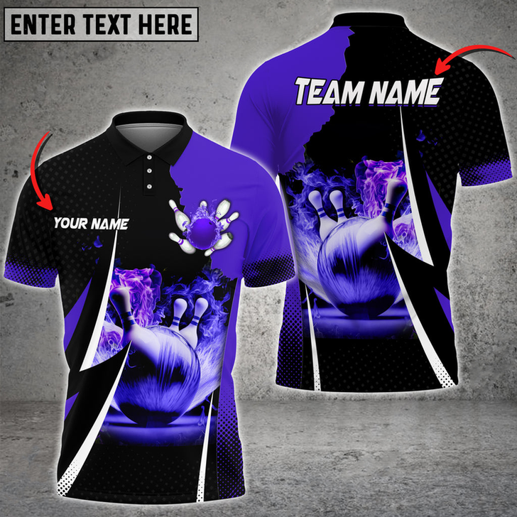 Personalized Bowling And Pins Heavenly Pyro Multicolor Option Customized Name 3D Polo Shirt for Bowler