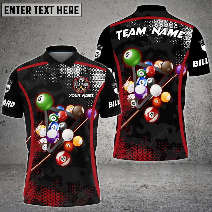 Custom Coolspod Billiards Camo Polygon Pattern Multicolor Option Customized Name 3D Polo Shirt