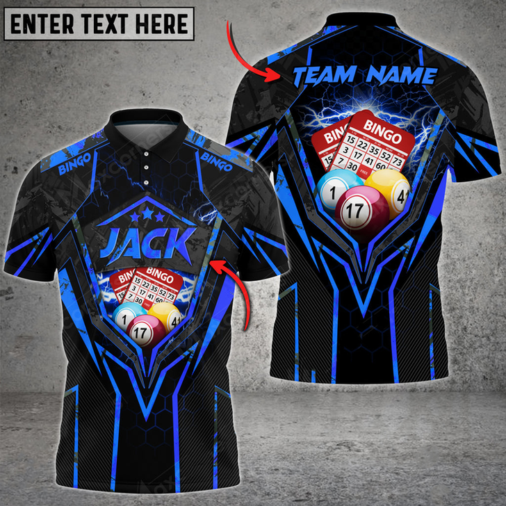 Custom Coolspod Bingo Grunge Thunder Multicolor Option Customized Name 3D Polo Shirt, Gift for Bowling Players
