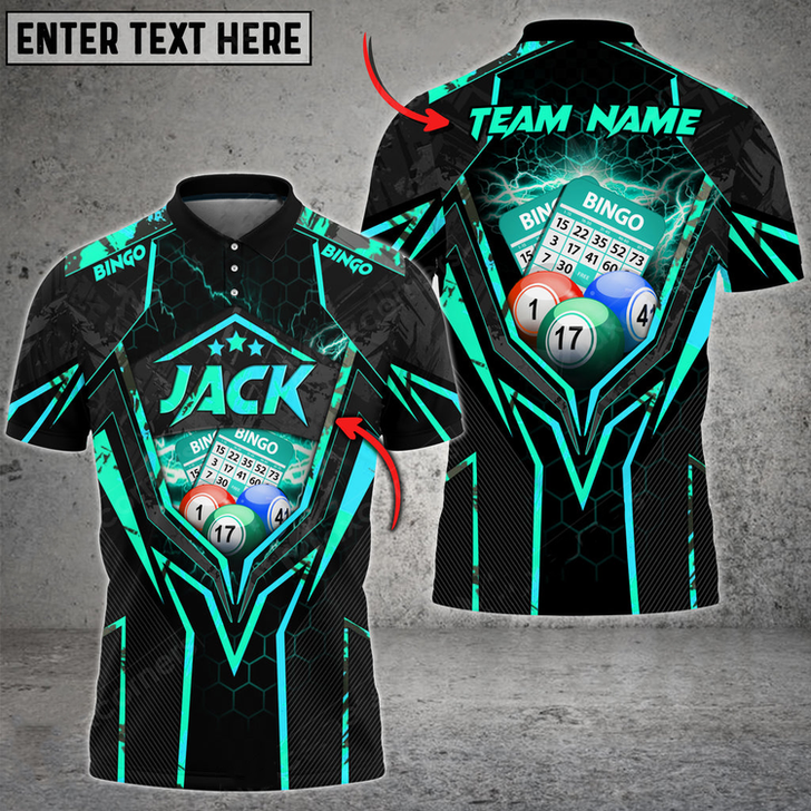 Custom Coolspod Bingo Grunge Thunder Multicolor Option Customized Name 3D Polo Shirt, Gift for Bowling Players