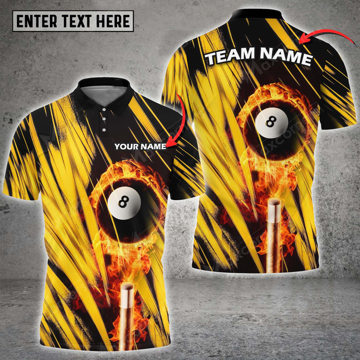 Custom Coolspod Personalized Billiard 8 Ball Fire Player 3D Polo Shirt, Idea Gift for Pooler