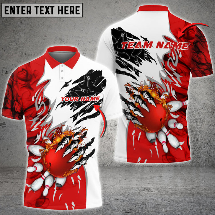 Custom Coolspod Personalized Name Monster Ball and Pins Multicolor 3D Polo Shirt, Gift for Bowling Lovers