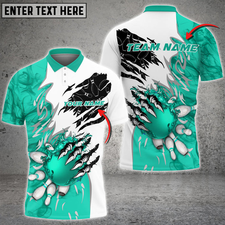 Custom Coolspod Personalized Name Monster Ball and Pins Multicolor 3D Polo Shirt, Gift for Bowling Lovers