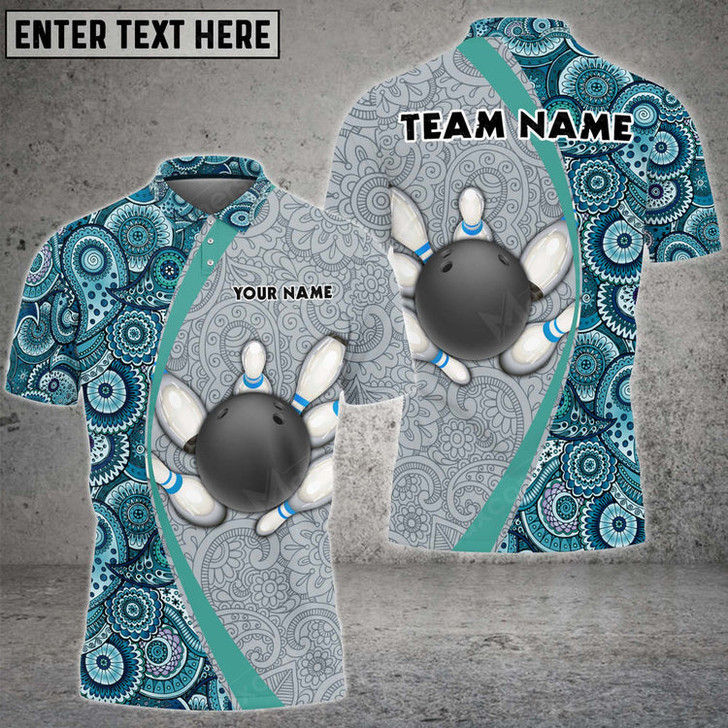 Custom Coolspod Bowling And Pins Mandala Pattern Multicolor Option Customized Name 3D Polo Shirt