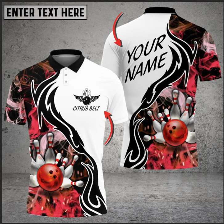 Custom Bowling Red Smoke Customized Name 3D Shirt For Name Team, Idea Gift for Bowling Lover