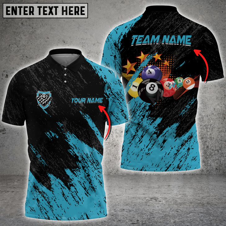 Custom Billiards Ball Painted Color Style Personalized Name, Team Name Unisex Polo Shirt Multicolor Options