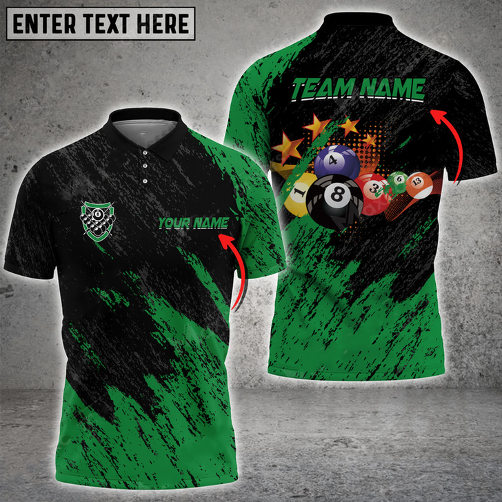 Custom Billiards Ball Painted Color Style Personalized Name, Team Name Unisex Polo Shirt Multicolor Options