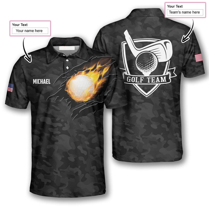 Custom Black Camouflage Custom Golf Polo Shirts for Men