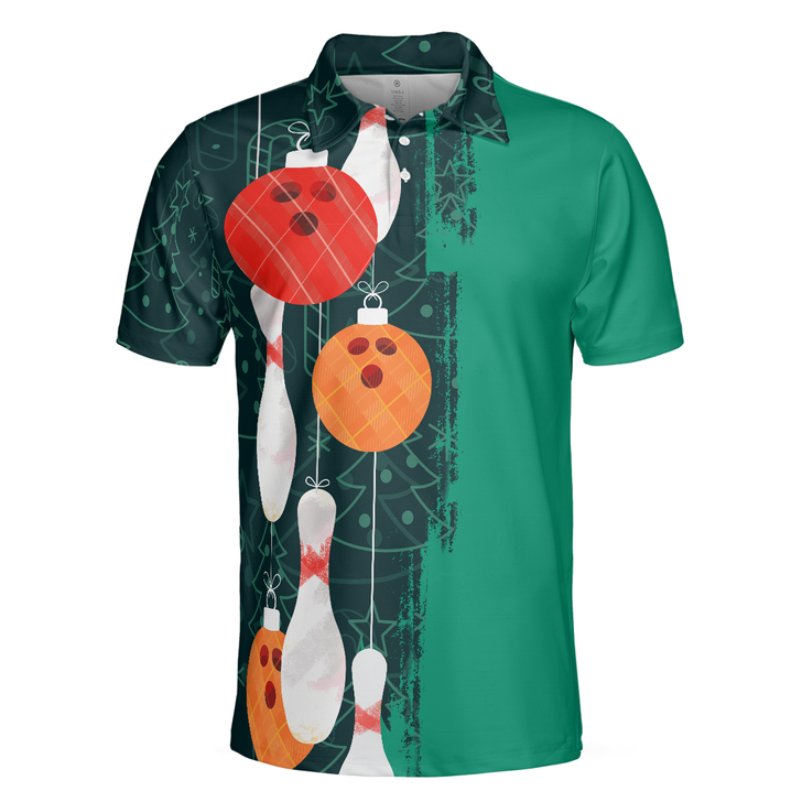 Bowling Men Polo Shirt - Christmas Pattern Polo Shirt For Men - Best Bowling Gift For Men - Perfect Gift For Friend, Family, Bowling Lovers