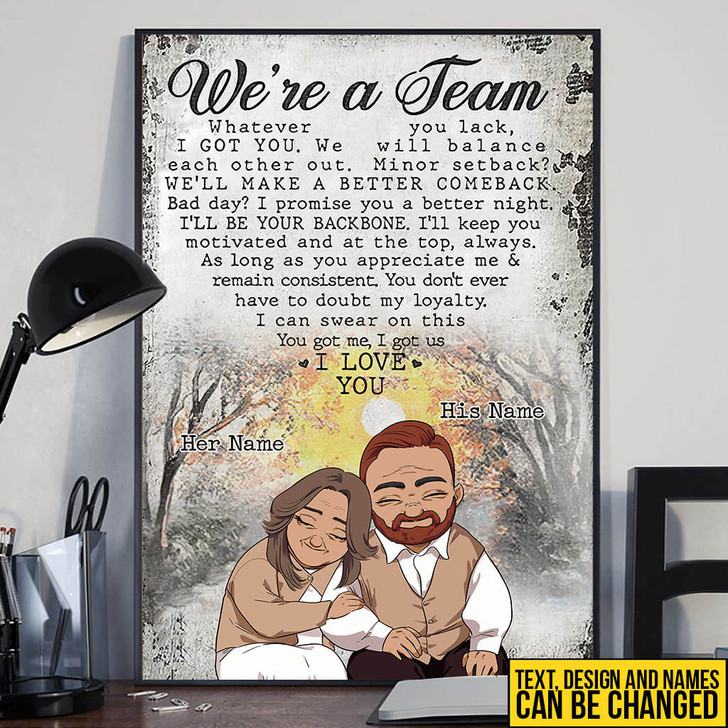 Custom We’re A Team Whatever You Lack I Got You We Will Balance Each Other Out Minor Setback We’ll Make A Better Comeback Poster and Canvas