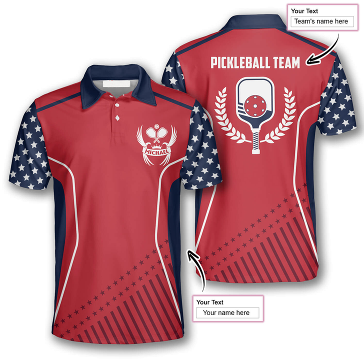 Custom Red Black Blue Sport Style Custom Pickleball Shirts for Men